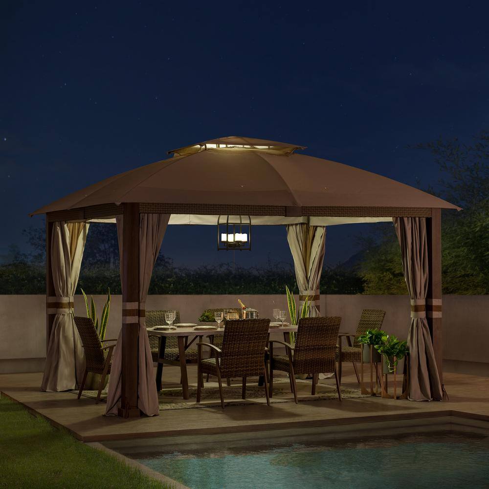 Sunjoy SummerCove Fiona 11 ft. x 13 ft. Light Gray 2-tier Gazebo