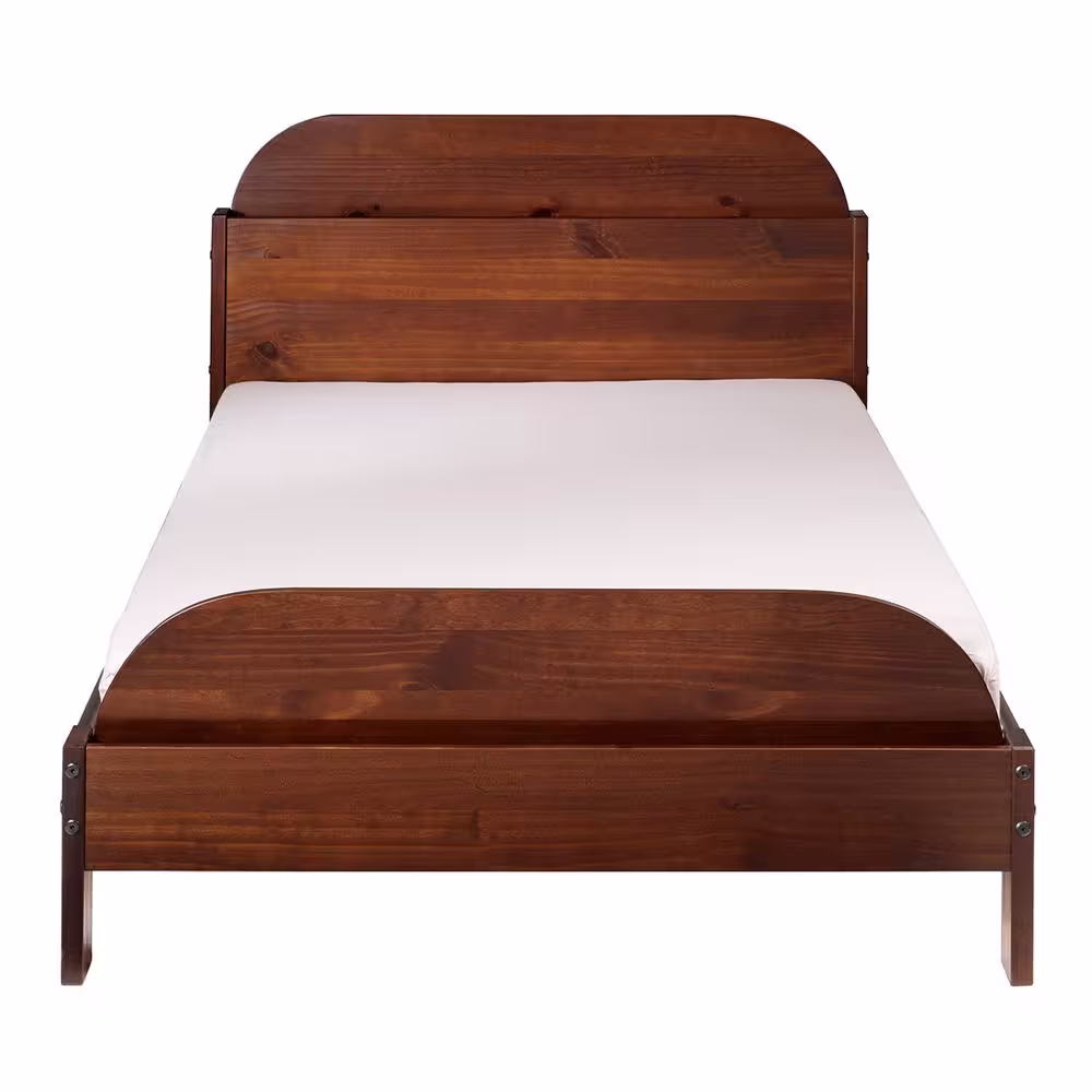 Welwick Designs Walnut Twin Solid Wood Bookcase Bed Frame
