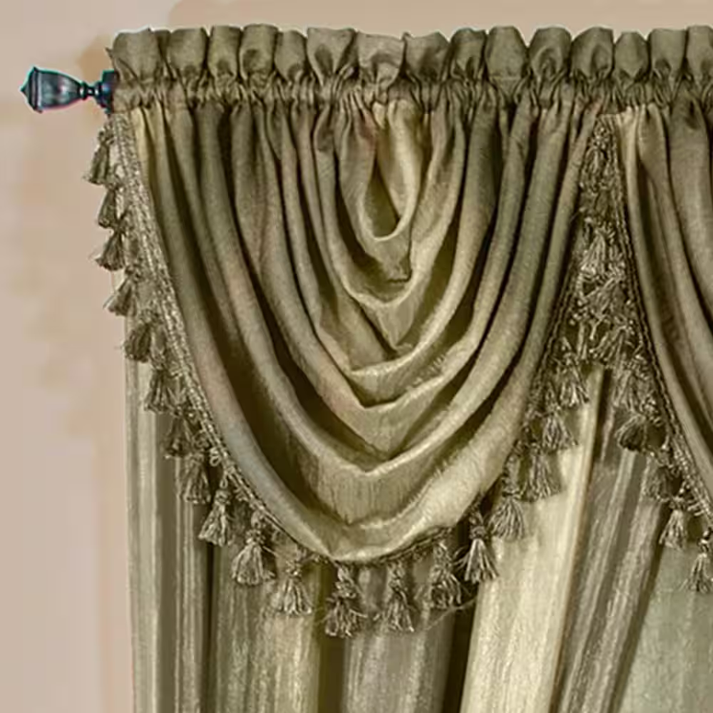ACHIM Ombre 42 in. L Polyester Window Curtain Waterfall Valance in Sage