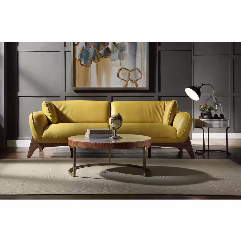 Acme Furniture Mustard Leather Pesach Sofa