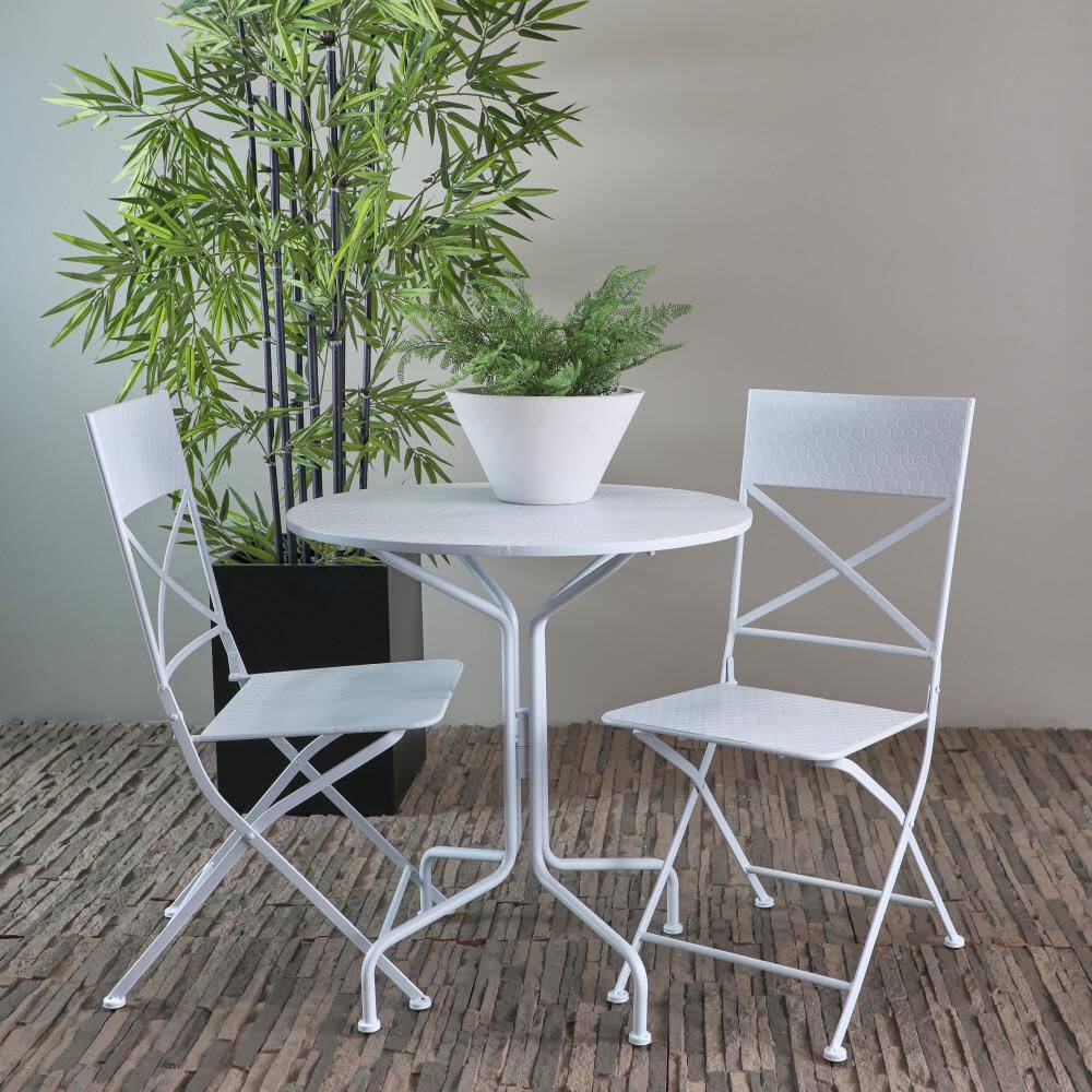 Litton Lane White Metal Traditional Matte Bistro Set (Set of 3)