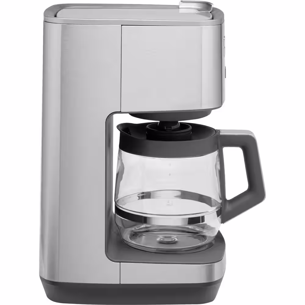 GE Stainless Steel Drip Coffee Maker with 12 Cup Glass Carafe