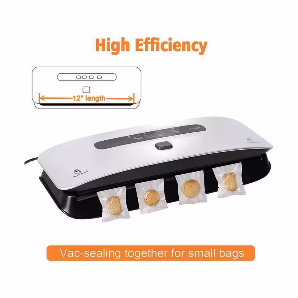 None Sliver Food Vacuum Sealer Machine with Strong Suction Power, Dry and Moist Mode, Starter Kit Included