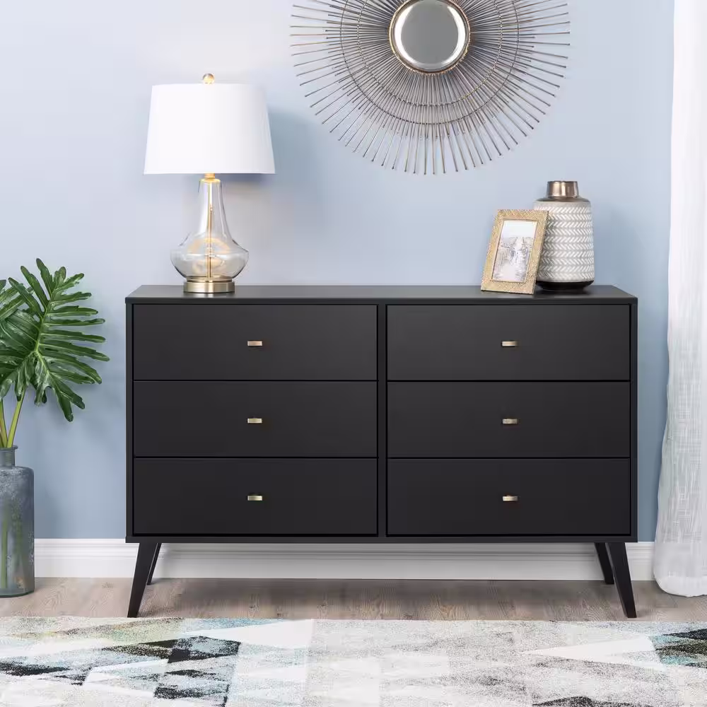 None 6-Drawer Milo Mid Century Modern Dresser