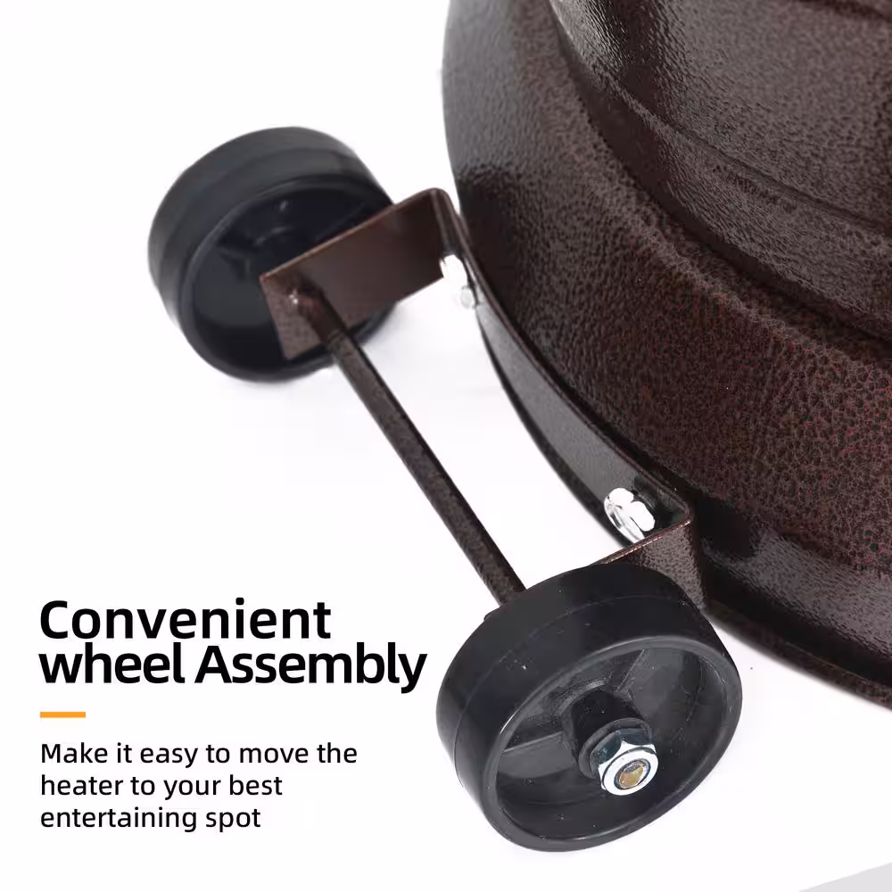 None 46000 BTU Standing Propane Patio Heater with Wheels in Brown