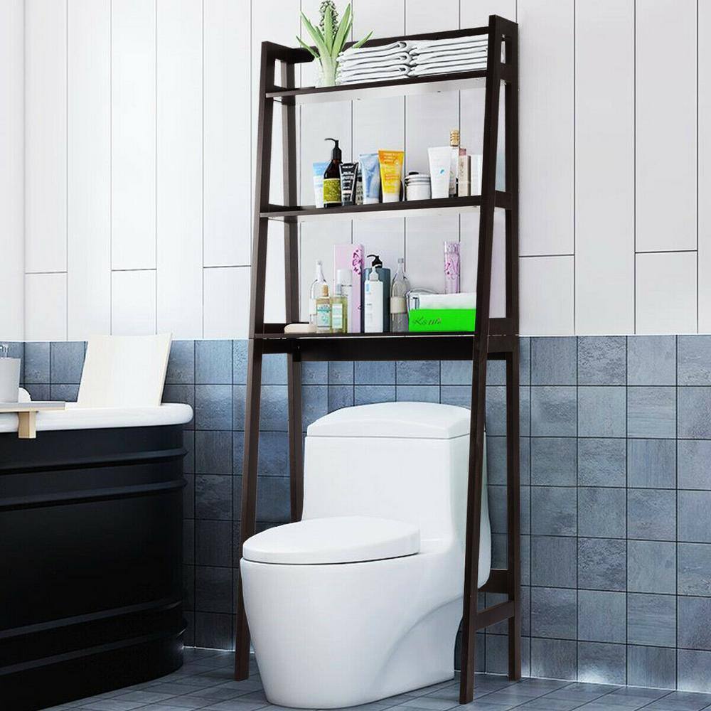 Boyel Living Brown 3-Shelf Over-the-Toilet Multi-Purpose Durable Storage Organizer Rack Shelving Unit