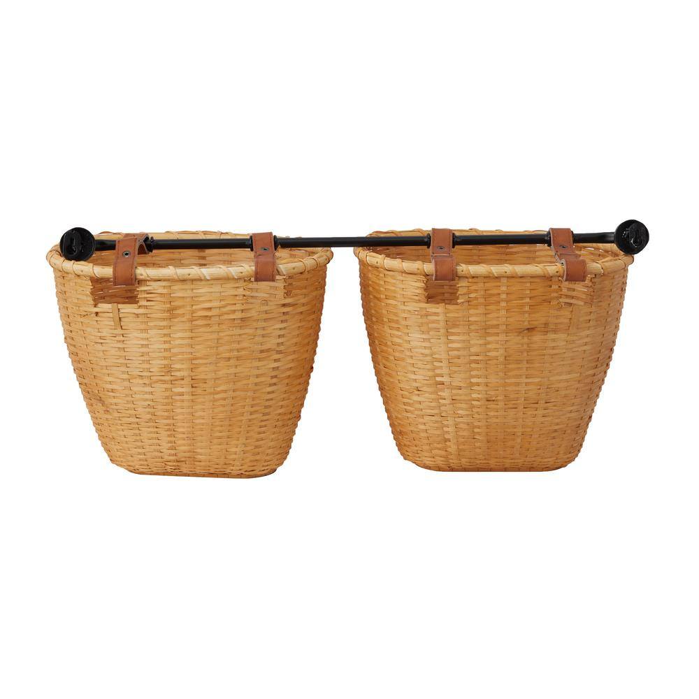 Litton Lane 14 in. H x 8 in. Brown Bamboo Farmhouse Wall Shelf