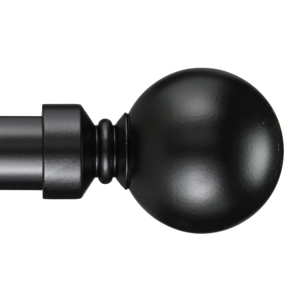 Art Decor 4 ft. Double Curtain Rod 1-1/8 in. Dia in Black with Ball 28-Finial
