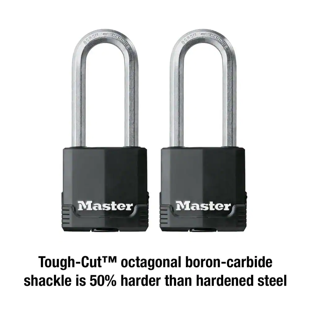 Master Lock Heavy Duty Outdoor Padlock with Key, 2-1/8 in. Wide, 2-1/2 in. Shackle, 2 Pack