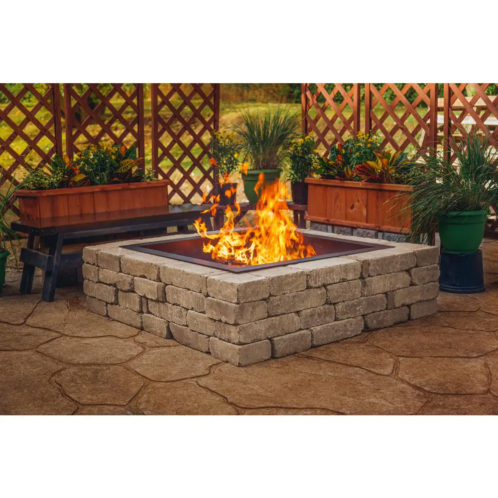 Pleasant Hearth 36 in. x 10 in. Square Solid Steel Wood Fire Pit in Black