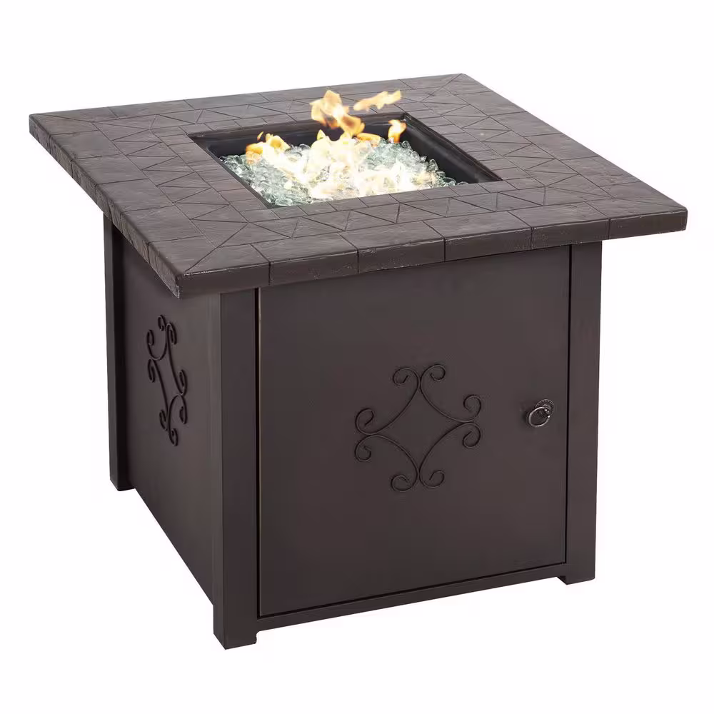 Nuu Garden 30 in. Square Outdoor Propane Gas Fire Pit Table with 50000 BTU