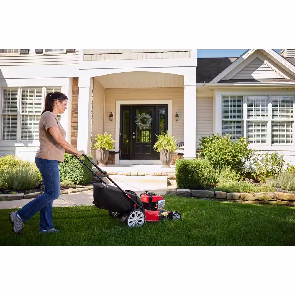 Troy-Bilt 21 in. 140 cc Briggs & Stratton Gas Walk Behind Push Mower with Rear Bag, Mulch and Side Discharge