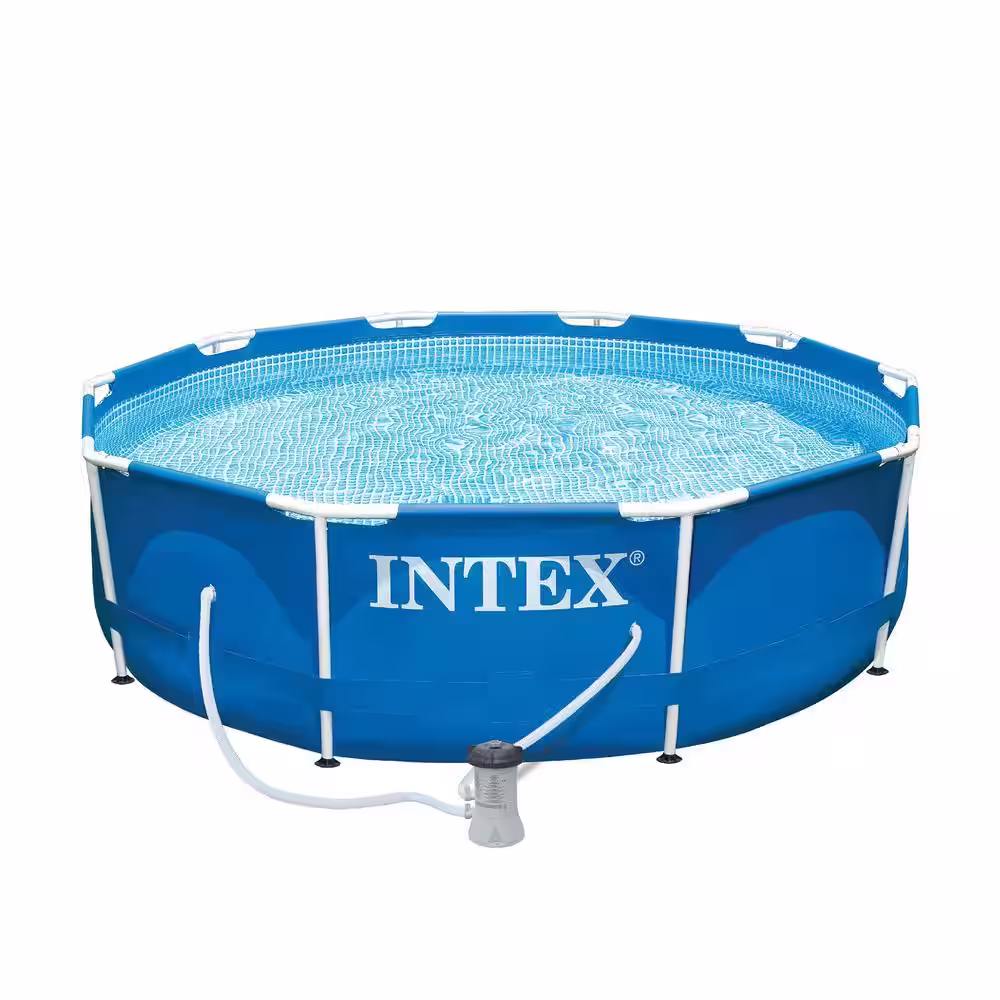 Intex Round 10 ft. Metal Frame Pool Set with Filter Pump and Type H Filter Cartridges (12-Pack) 30 in. H