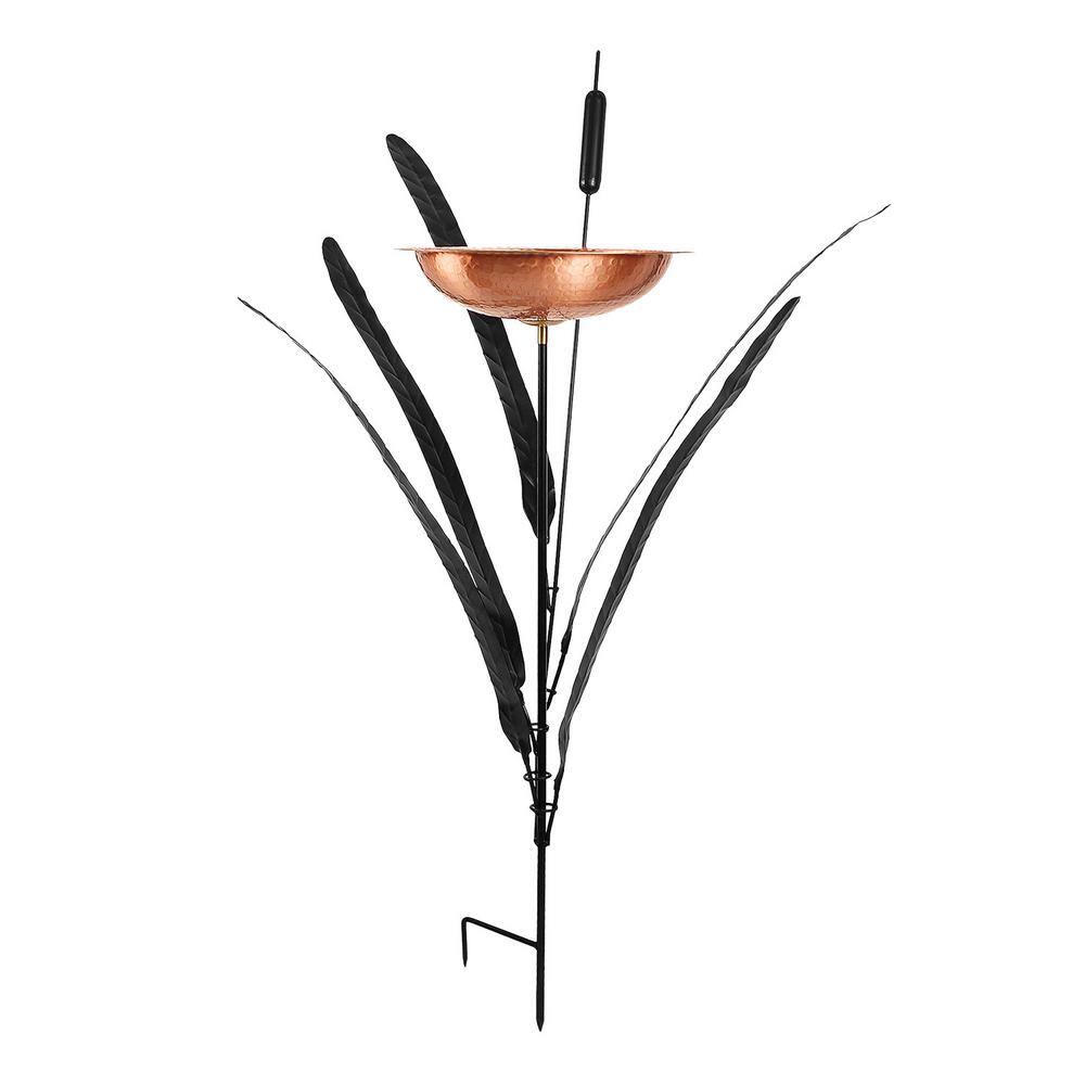 Achla Designs 50 in. Tall Copper Single Cattail Birdbath with 1 Bowl and Stake