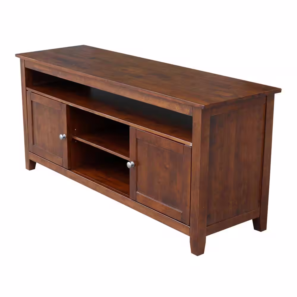 International Concepts 57 in. Espresso Wood TV Stand Fits TVs Up to 60 in. with Storage Doors