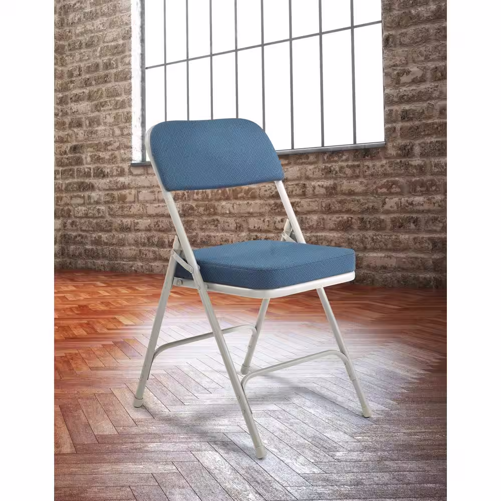 National Public Seating Navy Metal Frame Padded Seat Folding Chair (Set of 2)