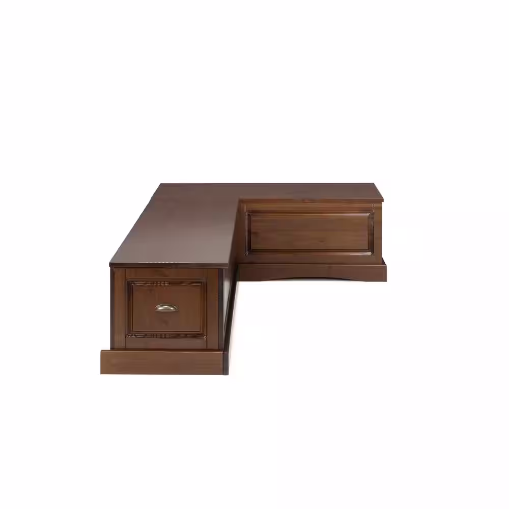 Linon Home Decor Jake 3-Piece Wood Top Walnut Backless Corner L- Nook Set