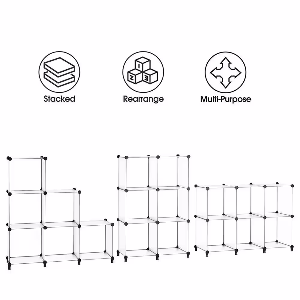 None 47.2 in. H x 37.6 in. W x 11.8 in. D Clear Plastic 12- Cube Organizer