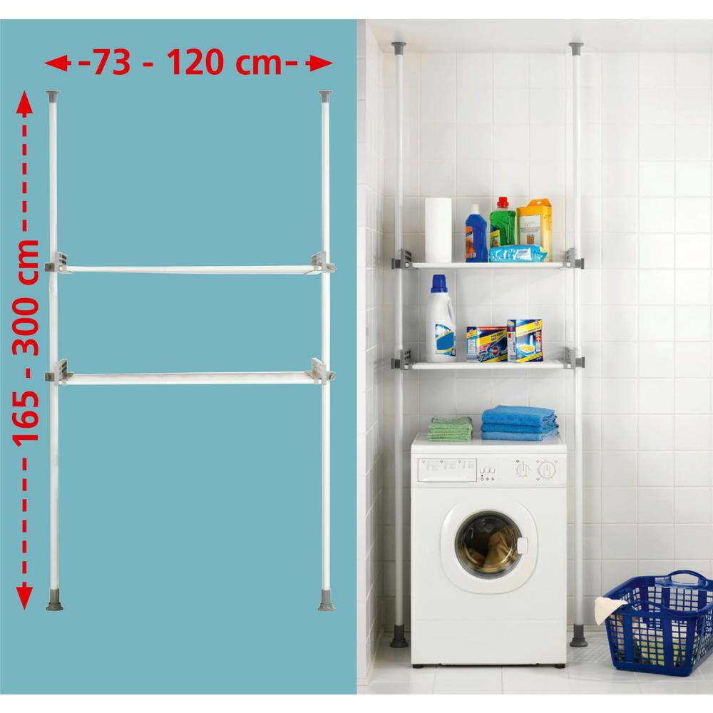 Wenko Herkules Twin 16.54 in. D x 28.74-47.24 in. W x 64.96-118.11 in. H White Powder-Coated Steel Tension Mount Closet System