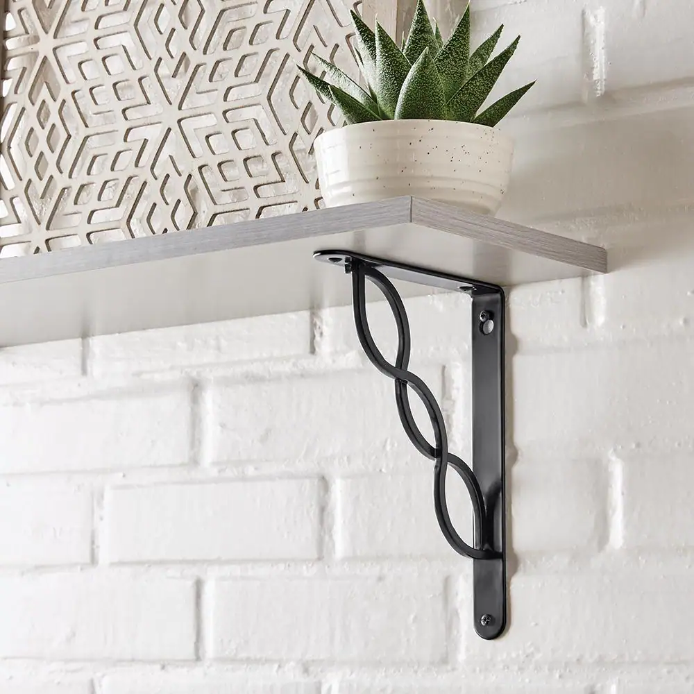 StyleWell 9 in. Black Triple Scroll Decorative Shelf Bracket
