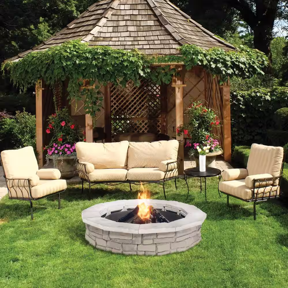 Natural Concrete Products Co 44 in. Random Stone Limestone Fire Pit Kit