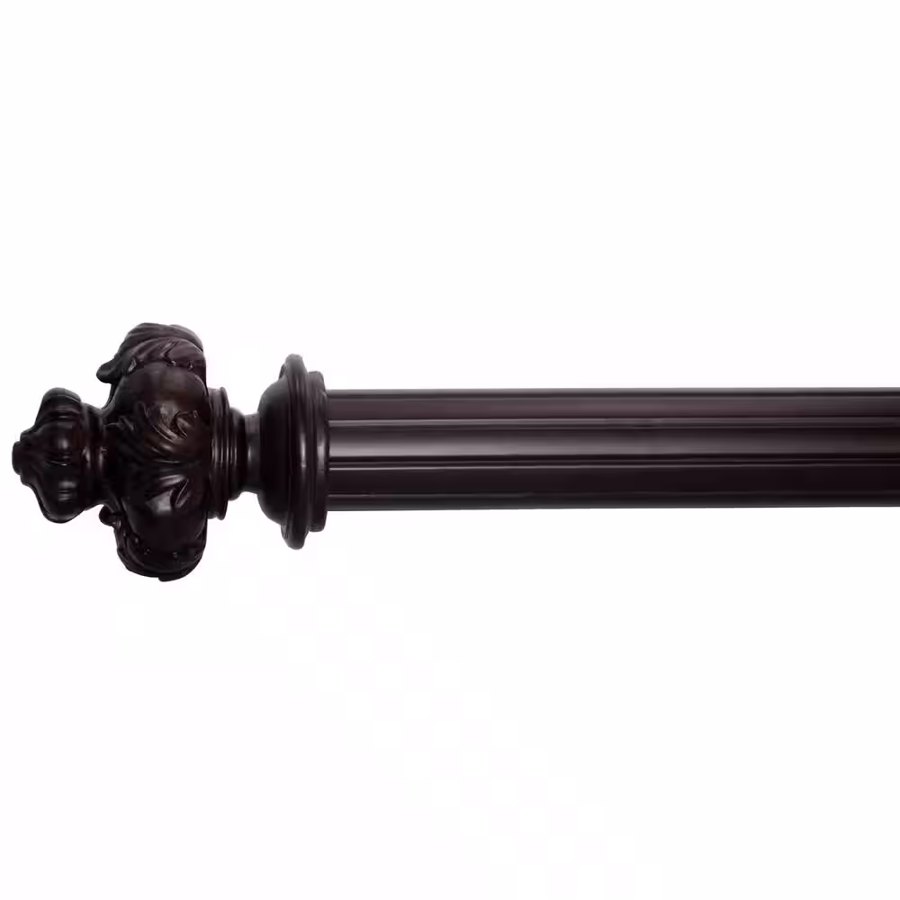 Classic Home Royal Crown 48 in. Single Curtain Rod in English Walnut