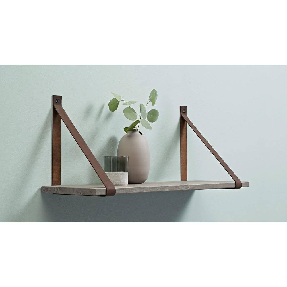 Dolle LOOP 9.4 in. Brown Leather Shelf Bracket (2-Pack)