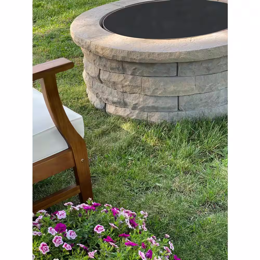 Nantucket Pavers Ledgestone 47 in. x 18 in. Round Concrete Wood Fuel Fire Pit Ring Kit Tan Variegated