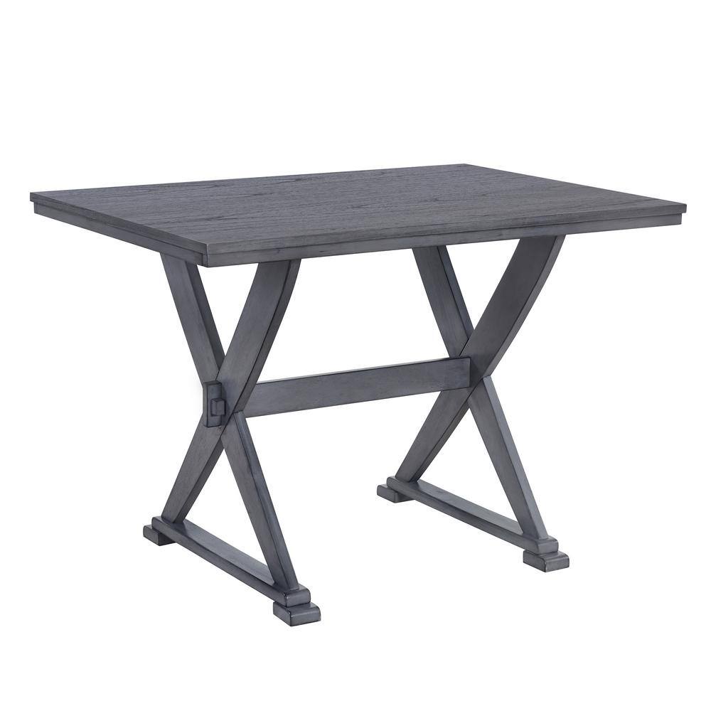 None 5-Piece Grey Wood Top Kitchen Dining Table Set Dining Room Table and 4-Upholstered Chairs