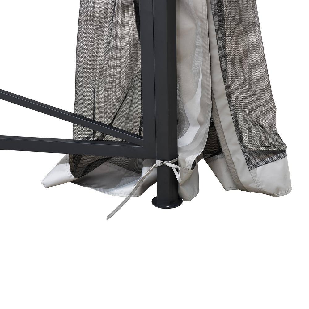 Sunjoy Alyssa 14.7 ft. x 14.7 ft. 2-Tone Gray Hexagon Steel Gazebo with 2-Tier Dome Roof