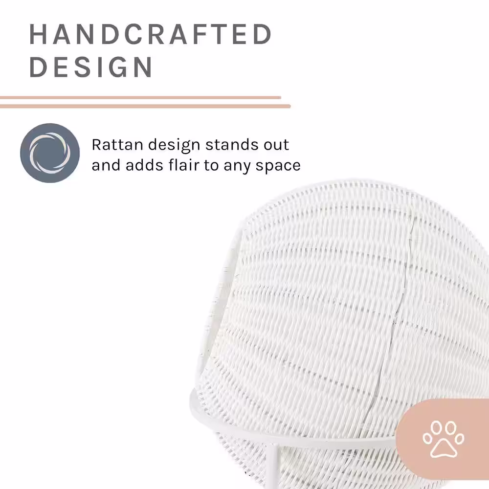 None Nala Wicker Cat Bed Medium in White