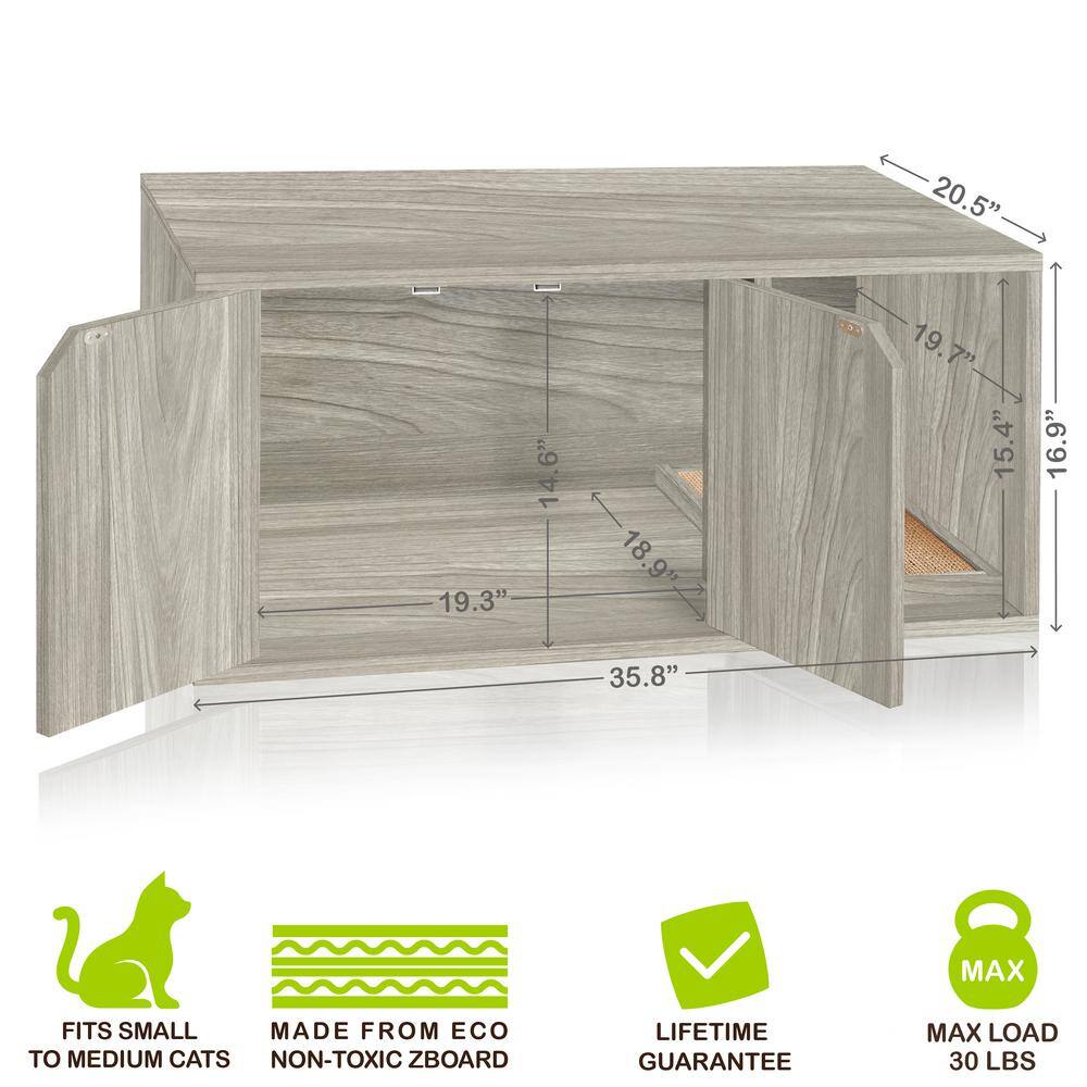 Way Basics Katville 20.5 in. L x 35.8 in. W x 16.9 in. H Eco zBoard Cat Litter Box Enclosure, Aspen Grey