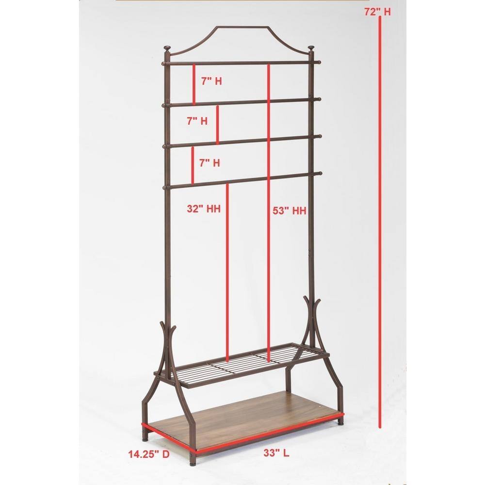 None Bronze Metal Clothes Rack 14.25 in. W x 72 in. H