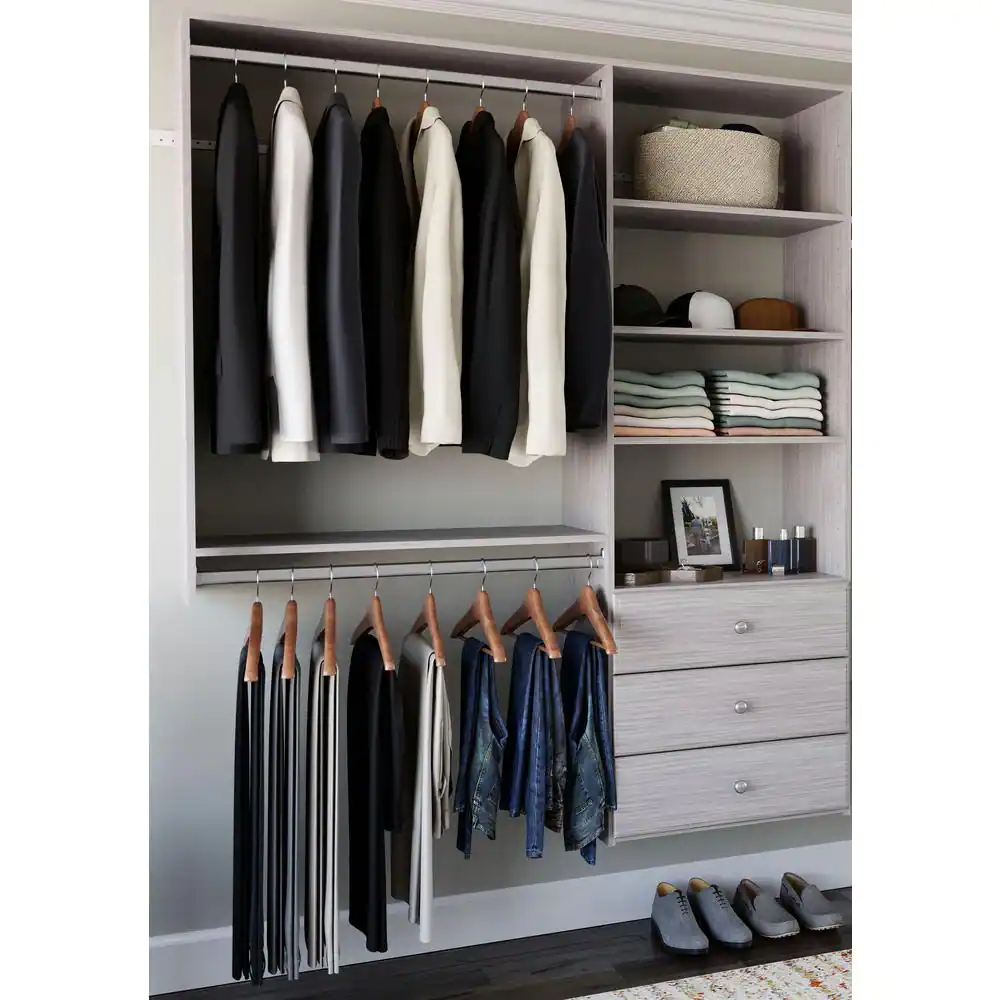 Closet Evolution 120 in. W - 144 in. W Rustic Grey Wood Deluxe Closet System