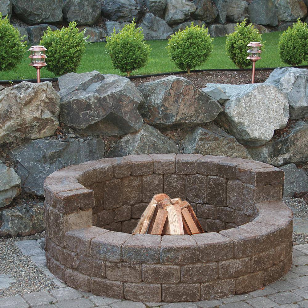 Mutual Materials 58 in. x 20 in. Concrete StackStone High Back Fire Pit Kit in Northwest Blend