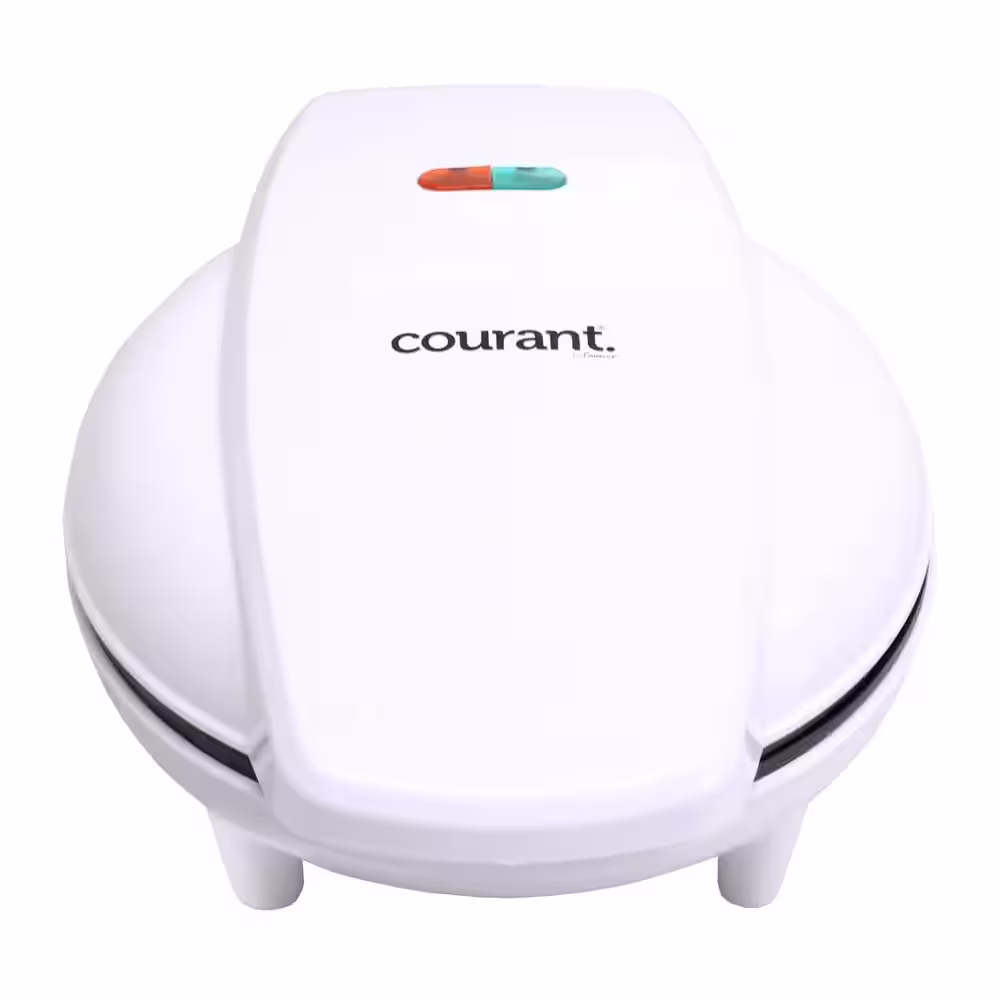 Courant Mini Donut Maker Machine Dessert Specialty Appliance Kid-Friendly with Non-stick Surface, Makes 7 Doughnuts (White)