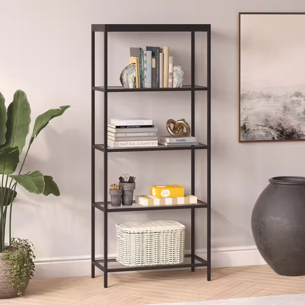 Meyer&Cross Alexis 70 in. Blackened Bronze 4-Shelf Standard Bookcase