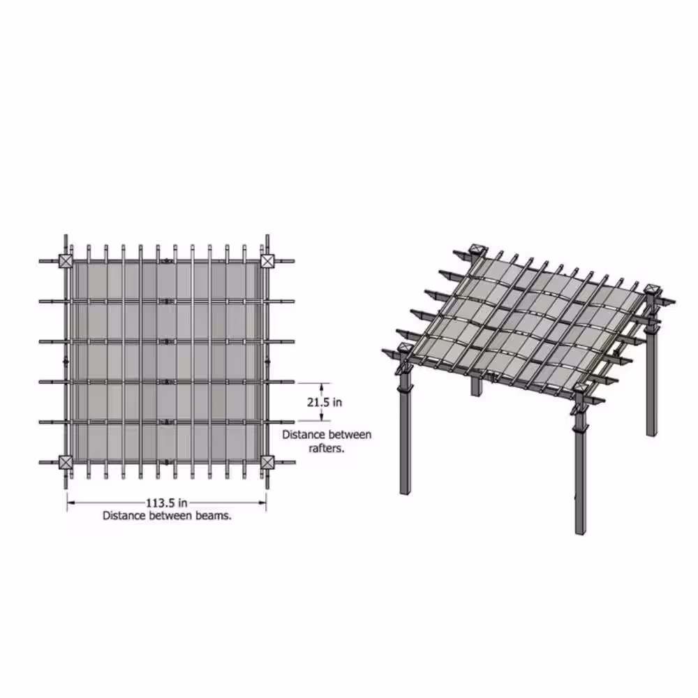 None 10 ft. x 10 ft. White Vinyl Deluxe Pergola with Base Moldings and Canvas Weave