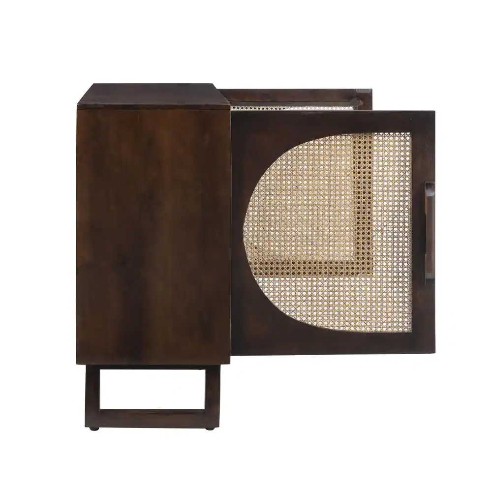 Linon Home Decor Wehrli Brown And Cane Console