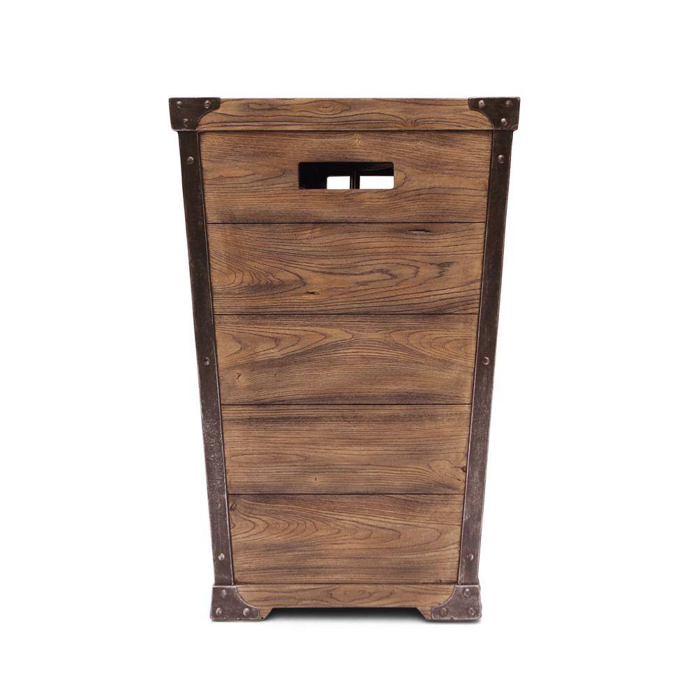 Noble House Calliope 19.5 in. x 29 in. Square Concrete Propane Fire Pit in Brown