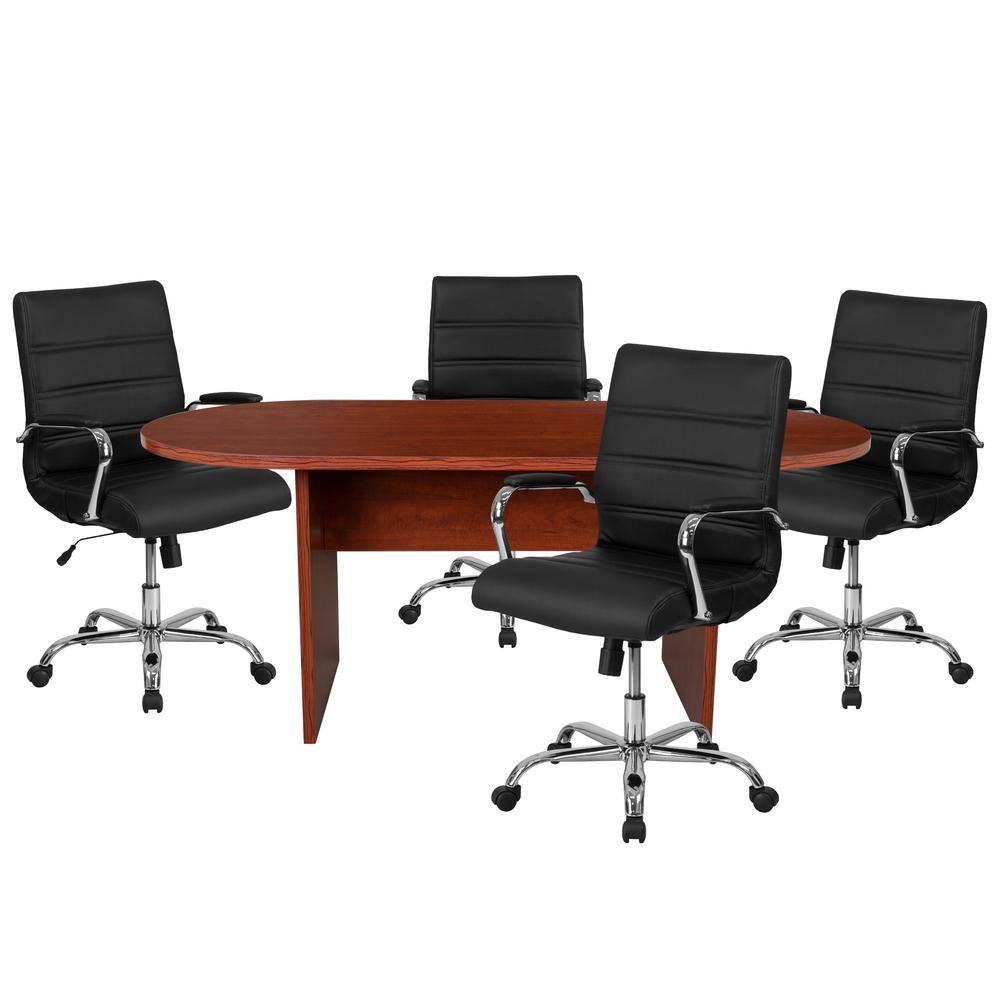 Carnegy Avenue 35 in. Cherry Oval Engineered Wood Conference Table with Tilt Adjustment