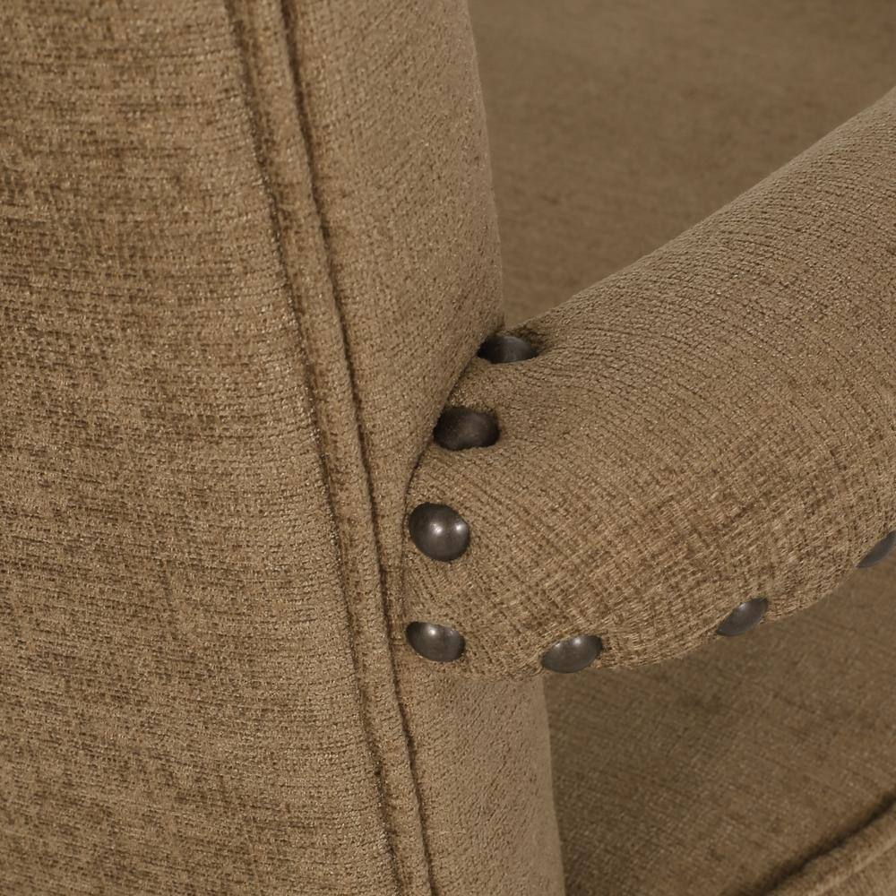 Noble House Ardson Dark Beige and Natural Fabric Dining Arm Chairs (Set of 2)