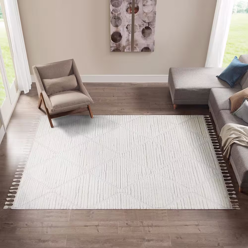 INK+IVY Alton Light Bone 8ft. x 10ft. Polypropylene Area Rug