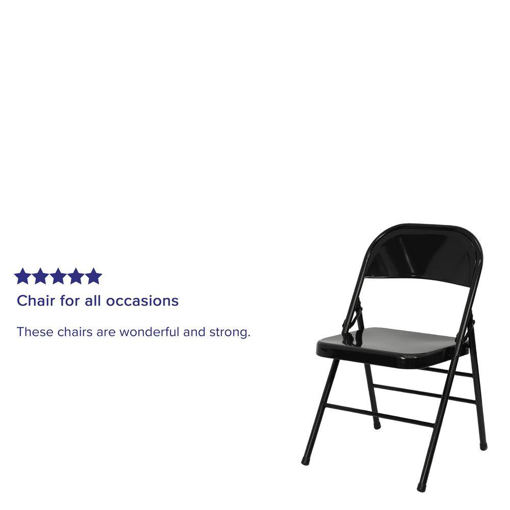 Carnegy Avenue Black Metal Folding Chair (4-Pack)