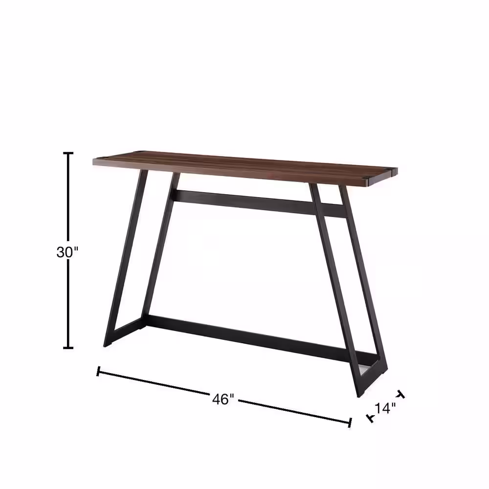 Walker Edison Furniture Company 46 in. Dark Walnut/Black Standard Rectangle Composite Console Table