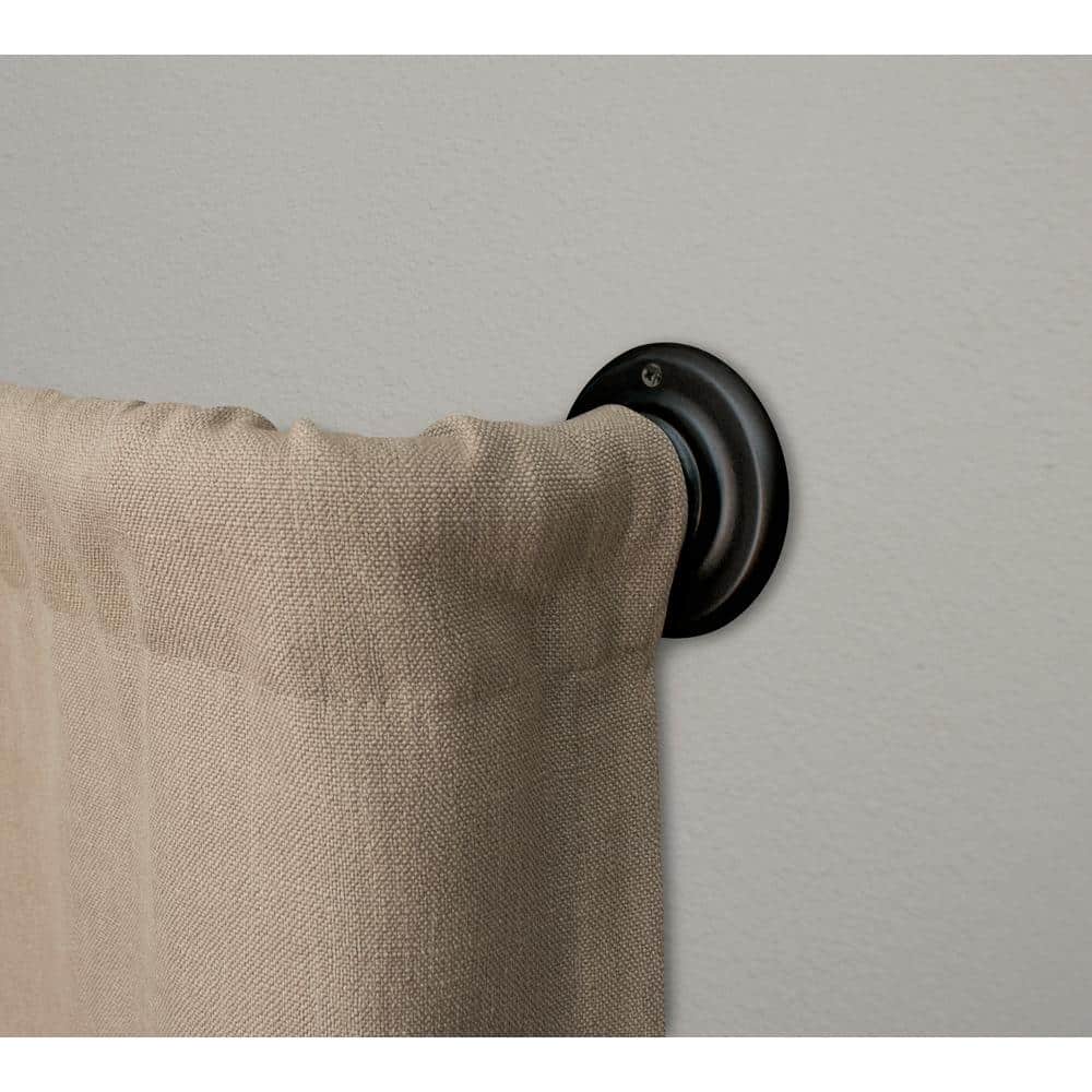 Decopolitan Room Darkening 72 in. - 144 in. Adjustable Curtain Rod 1 in. in Black with Finial