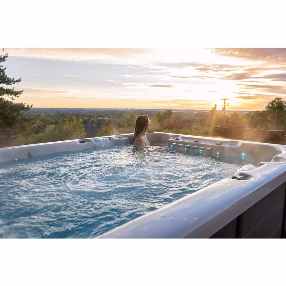 Canadian Spa Company St. Lawrence 13 ft. 12-Person 39-Jet Swim Spa with LED Lighting and Bluetooth Audio