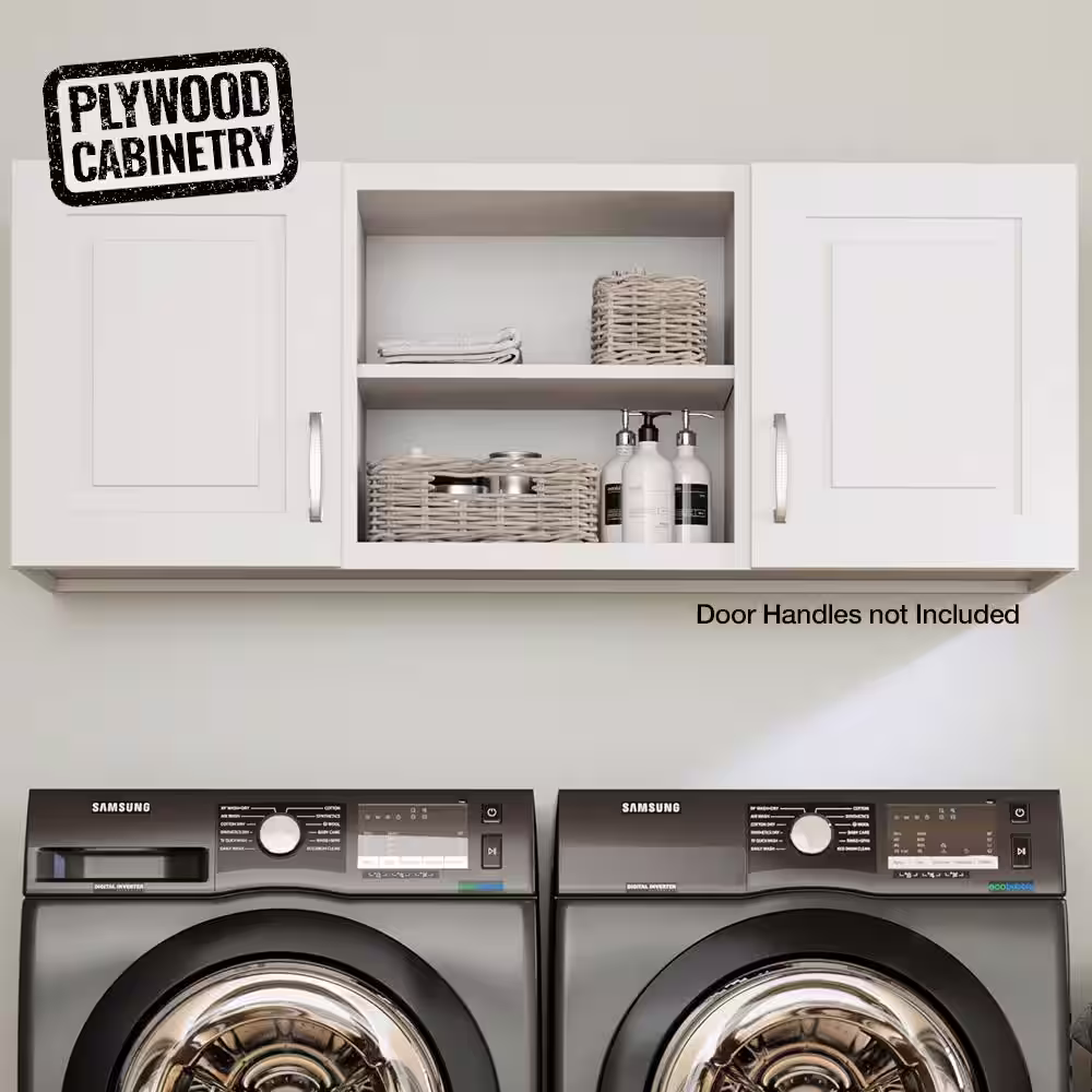 None Greenwich Verona White 23 in. H x 60 in. W x 12 in. D Plywood Laundry Room Wall Cabinet with 3 Shelves