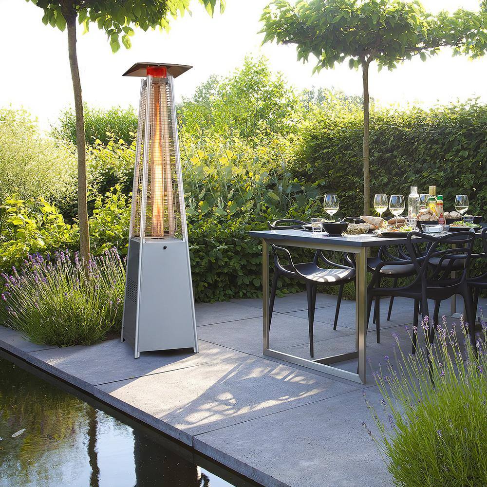 None 45,000 BTU Silver Stainless Steel Propane Gas Patio Heater