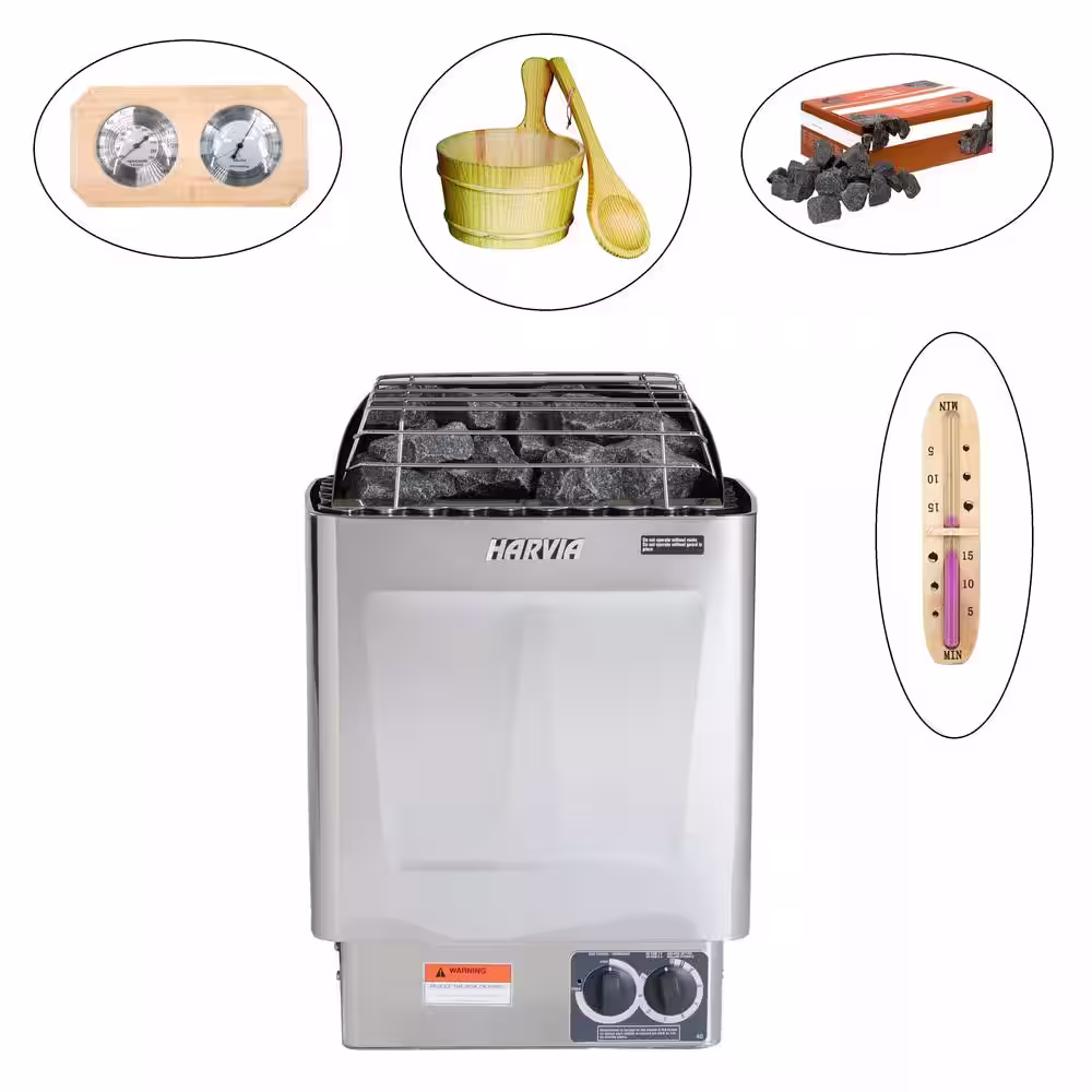 ALEKO 4-Person Electric Sauna with 4.5 kW ETL Electric Heater and Stone